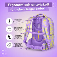 Schulrucksack MILO Flores lila