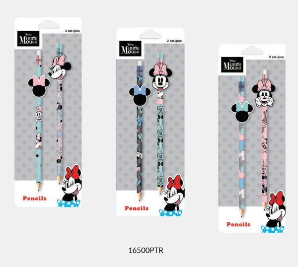 Minnie M.Bleistift HB m. Radiergummikp, mix 3 des. VE 12