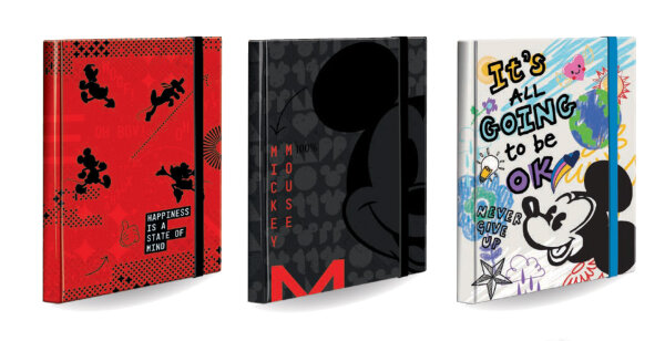 A4 Karton-Klappenmappe Mix 3 Designs Mickey Mouse