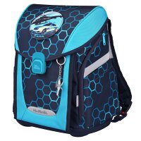 McNeill Primo Xagon Schulranzen Jungen – 9-teiliges Set mit Polizei- & Fantasie-Motiv, Brotdose & Trinkflasche