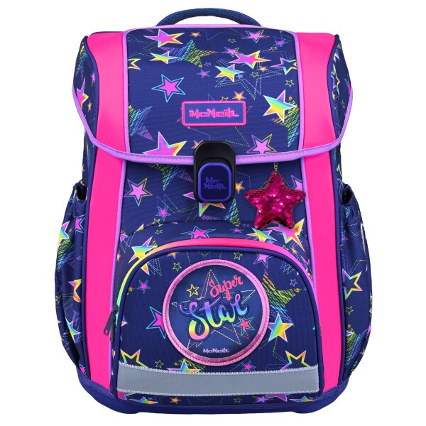 McNeill Bravo Stars Schulranzen Mädchen – 9-teiliges Set mit Brotdose, Trinkflasche & zwei McAddys