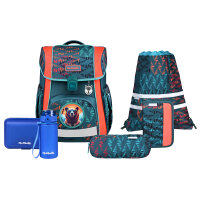 McNeill Bravo Bear Schulranzen Jungen – 9-teiliges Set mit Brotdose, Trinkflasche & zwei McAddys