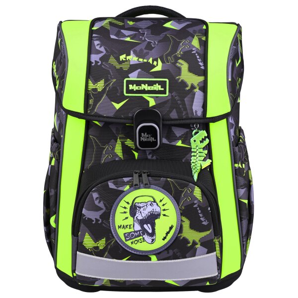 McNeill Bravo Dinopark Schulranzen Jungen – 9-teiliges Set mit Brotdose, Trinkflasche & zwei McAddys