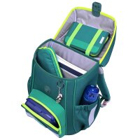 McNeill Bravo Petrol Schulranzen Jungen – 9-teiliges Set mit Brotdose, Trinkflasche & zwei McAddys