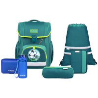 McNeill Bravo Petrol Schulranzen Jungen – 9-teiliges Set mit Brotdose, Trinkflasche & zwei McAddys