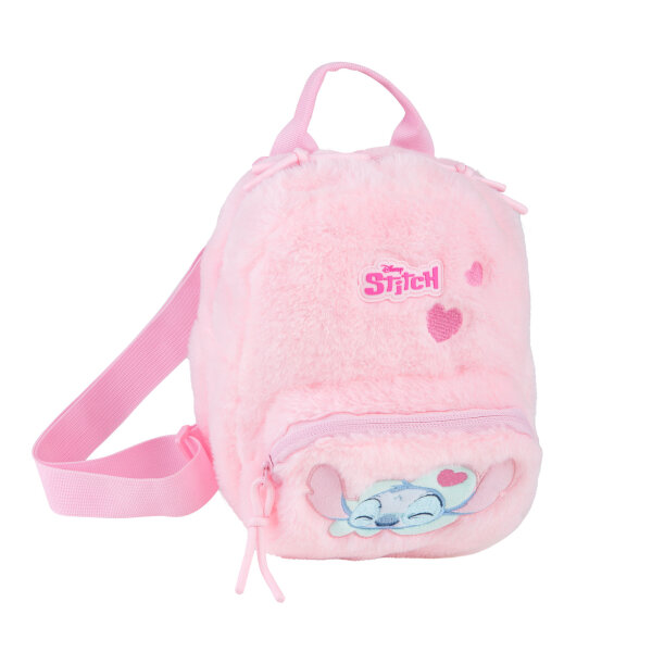 CoolPack Disney Stitch Fluffy 10 – Freizeitrucksack aus Plüsch in Pink – Mini Rucksack für Kita und Vorschule