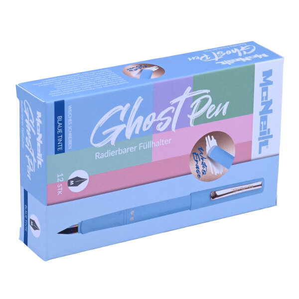 Ghost Pen Füllhalter - radierbar Â– 12 Stück pro Verpackung - Pastel Blau