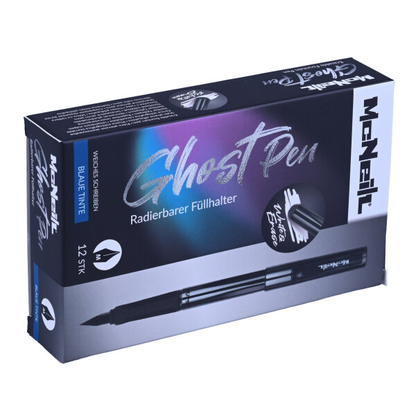 Ghost Pen Füllhalter - radierbar – 12 Stück pro Verpackung - Metallic Schwarz