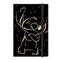 Notizbuch A5 mit Gummiband Design 3, STITCH GOLD VE 3