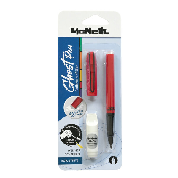 Ghost Pen Füller Metallclip Blister, rot + Bef. Weis VE 12