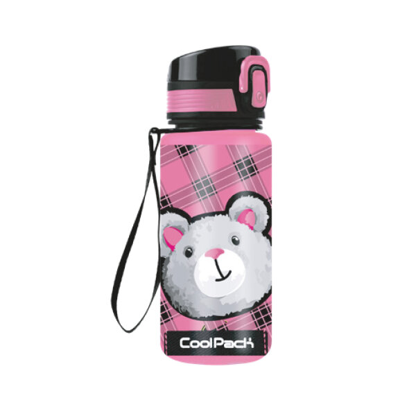 CoolPack Buddy – Trinkflasche 400 ml mit Klappdeckel in Schwarz Pink
