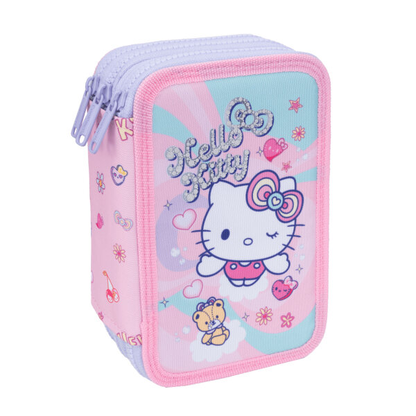 JUMPER 3 gefüllt Etui 3 Fächer – Hello Kitty (Pink)
