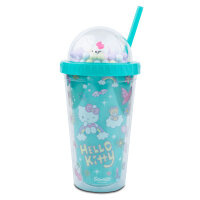 Fan-Becher mit Trinkhalm (Blau) – Hello Kitty