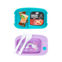 Lunch Box 1100ml mit Besteck – Hello Kitty (Lila-Blau)