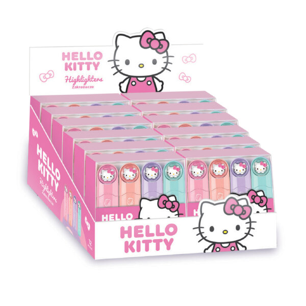 Mini-Highlighter 4 Farben (Display 12St.) – Hello Kitty