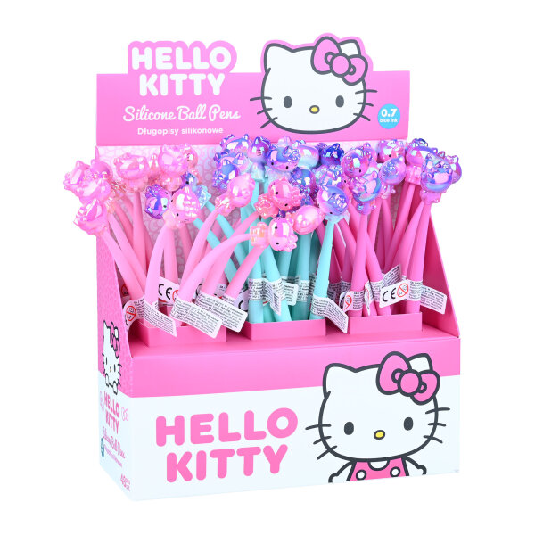 Flexibler Kugelschreiber aus Silikon mit Aufsetzer (Display 48St.) – Hello Kitty